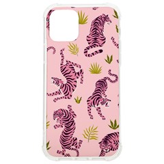 Pink Tigers And Tropical Leaves Patern Iphone 12/12 Pro Tpu Uv Print Case by Sarkoni