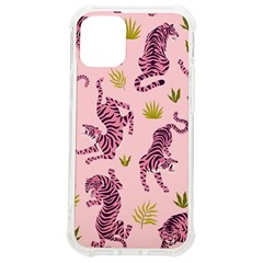 Pink Tigers And Tropical Leaves Patern Iphone 12 Mini Tpu Uv Print Case	 by Sarkoni