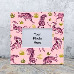 Pink Tigers And Tropical Leaves Patern White Box Photo Frame 4  X 6  by Sarkoni