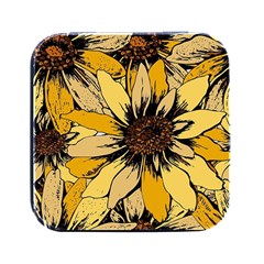 Colorful Seamless Floral Pattern Square Metal Box (black) by Sarkoni