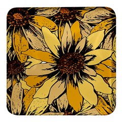 Colorful Seamless Floral Pattern Square Glass Fridge Magnet (4 Pack) by Sarkoni