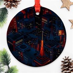 Architecture City Pixel Art Ornament (round) by Sarkoni