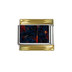 Architecture City Pixel Art Gold Trim Italian Charm (9mm) by Sarkoni