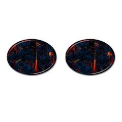 Architecture City Pixel Art Cufflinks (oval) by Sarkoni