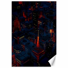 Architecture City Pixel Art Canvas 12  X 18  by Sarkoni