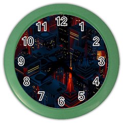 Architecture City Pixel Art Color Wall Clock by Sarkoni