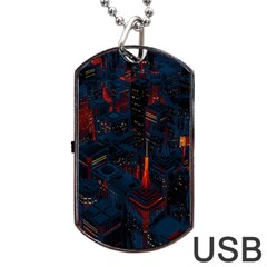 Architecture City Pixel Art Dog Tag Usb Flash (one Side) by Sarkoni