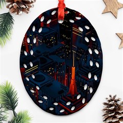 Architecture City Pixel Art Ornament (oval Filigree) by Sarkoni