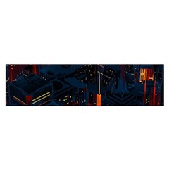 Architecture City Pixel Art Oblong Satin Scarf (16  X 60 ) by Sarkoni