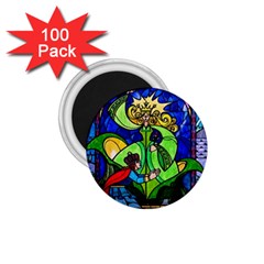 Beauty And The Beast Stained Glass Rose 1 75  Magnets (100 Pack)  by Sarkoni