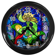 Beauty And The Beast Stained Glass Rose Wall Clock (black) by Sarkoni