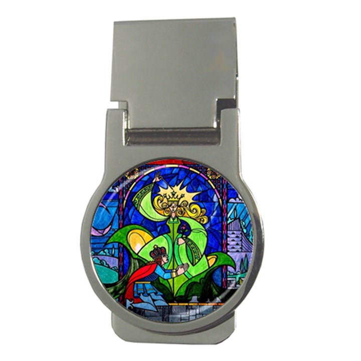 Beauty And The Beast Stained Glass Rose Money Clips (Round) 