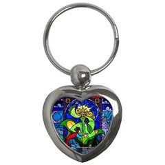 Beauty And The Beast Stained Glass Rose Key Chain (heart) by Sarkoni