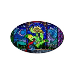 Beauty And The Beast Stained Glass Rose Sticker Oval (100 Pack) by Sarkoni