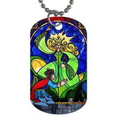 Beauty And The Beast Stained Glass Rose Dog Tag (two Sides) by Sarkoni