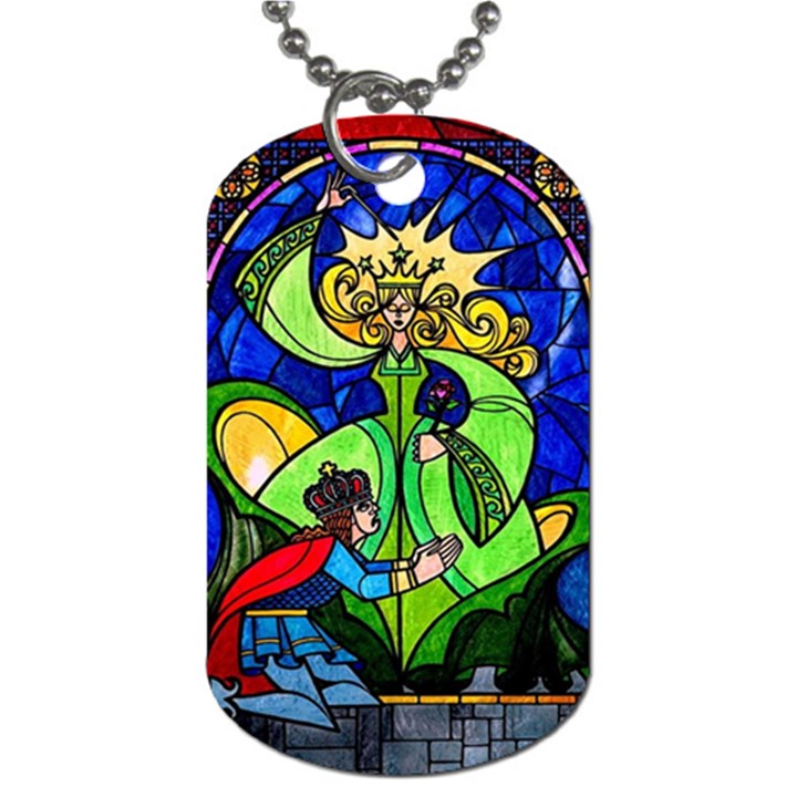 Beauty And The Beast Stained Glass Rose Dog Tag (Two Sides)