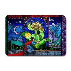 Beauty And The Beast Stained Glass Rose Small Doormat by Sarkoni