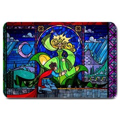 Beauty And The Beast Stained Glass Rose Large Doormat