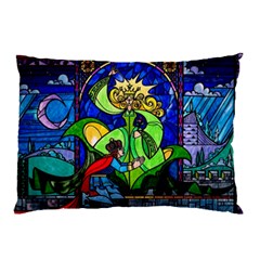 Beauty And The Beast Stained Glass Rose Pillow Case (two Sides) by Sarkoni