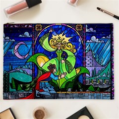 Beauty And The Beast Stained Glass Rose Cosmetic Bag (xxl) by Sarkoni