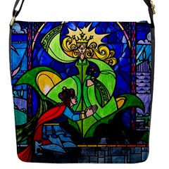 Beauty And The Beast Stained Glass Rose Flap Closure Messenger Bag (s) by Sarkoni