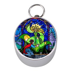 Beauty And The Beast Stained Glass Rose Mini Silver Compasses by Sarkoni