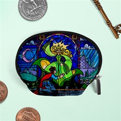 Beauty And The Beast Stained Glass Rose Accessory Pouch (small) by Sarkoni