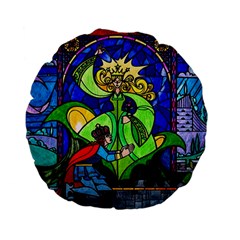 Beauty And The Beast Stained Glass Rose Standard 15  Premium Flano Round Cushions by Sarkoni