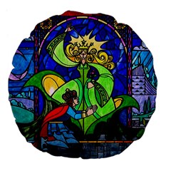 Beauty And The Beast Stained Glass Rose Large 18  Premium Flano Round Cushions by Sarkoni