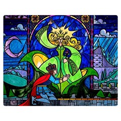 Beauty And The Beast Stained Glass Rose Two Sides Premium Plush Fleece Blanket (medium) by Sarkoni