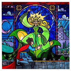 Beauty And The Beast Stained Glass Rose Wooden Puzzle Square by Sarkoni