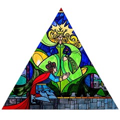 Beauty And The Beast Stained Glass Rose Wooden Puzzle Triangle by Sarkoni