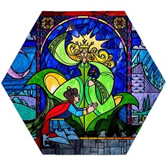 Beauty And The Beast Stained Glass Rose Wooden Puzzle Hexagon by Sarkoni