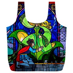 Beauty And The Beast Stained Glass Rose Full Print Recycle Bag (xxxl) by Sarkoni