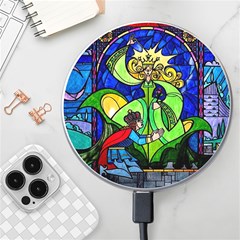 Beauty And The Beast Stained Glass Rose Wireless Fast Charger(white) by Sarkoni