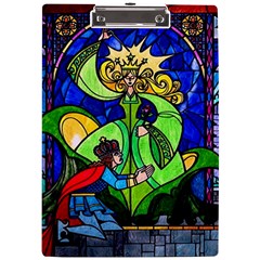 Beauty And The Beast Stained Glass Rose A4 Acrylic Clipboard by Sarkoni