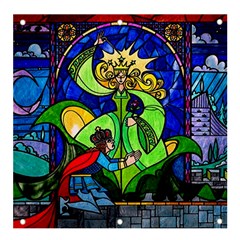 Beauty And The Beast Stained Glass Rose Banner And Sign 4  X 4  by Sarkoni