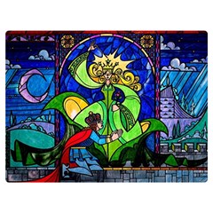 Beauty And The Beast Stained Glass Rose Two Sides Premium Plush Fleece Blanket (extra Small) by Sarkoni