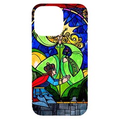 Beauty And The Beast Stained Glass Rose Iphone 14 Pro Max Black Uv Print Case by Sarkoni