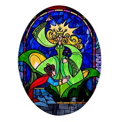 Beauty And The Beast Stained Glass Rose Oval Glass Fridge Magnet (4 Pack) by Sarkoni