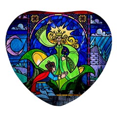 Beauty And The Beast Stained Glass Rose Heart Glass Fridge Magnet (4 Pack) by Sarkoni