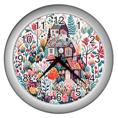 Cottagecore Wall Clock (silver) by Valentinaart