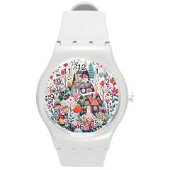 Cottagecore Round Plastic Sport Watch (m) by Valentinaart