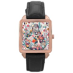 Cottagecore Rose Gold Leather Watch 