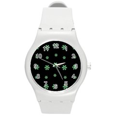 I Love Guitars In Pop Arts Blooming Style Round Plastic Sport Watch (m) by pepitasart