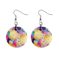 Watercolors Flowers Mini Button Earrings