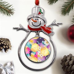 Watercolors Flowers Metal Snowman Ornament by LalyLauraFLM