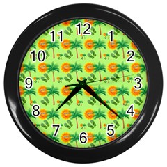 Summer Fun Pattern Wall Clock (black) by LalyLauraFLM