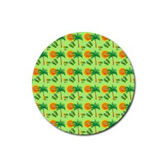 Summer Fun Pattern Rubber Coaster (round) by LalyLauraFLM