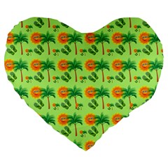 Summer Fun Pattern Large 19  Premium Heart Shape Cushions by LalyLauraFLM